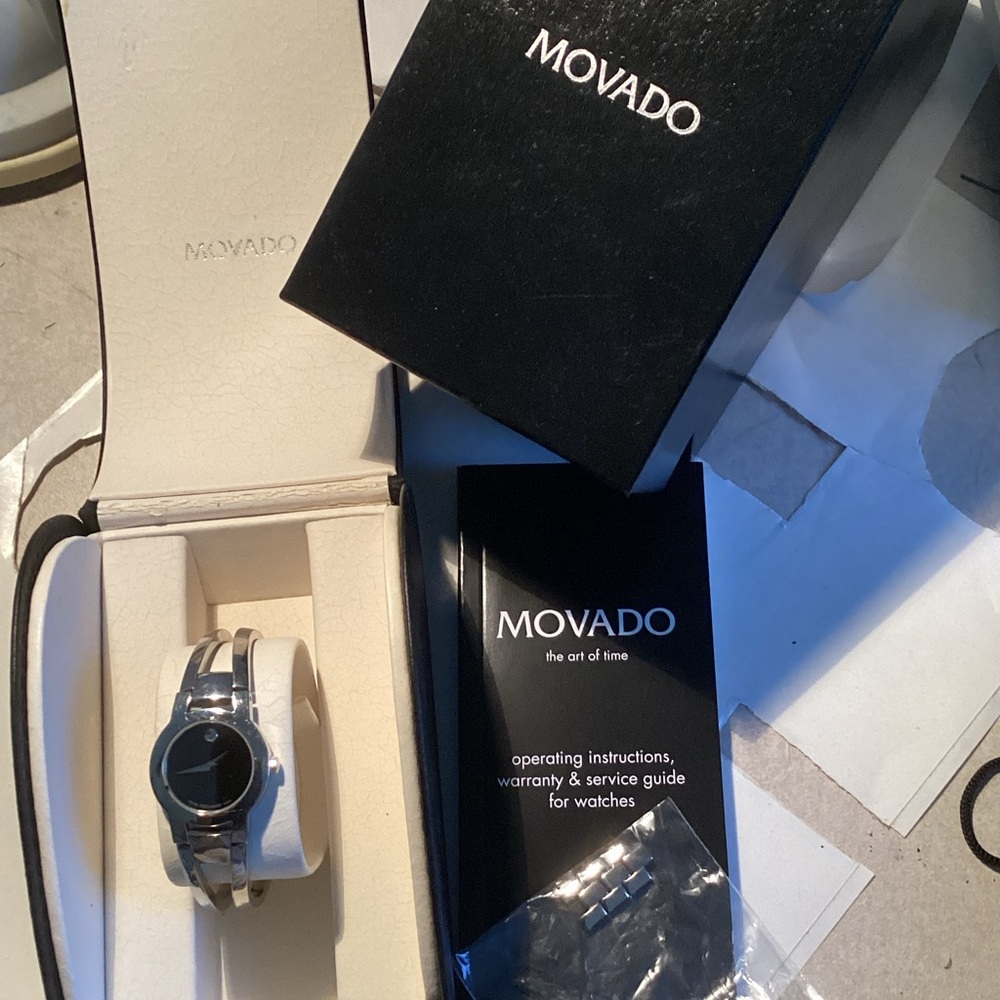Movado Silver and Black Women's Watch
